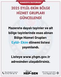 2025 Eylül-Ekim Bölge Hizmet Grupları Güncellendi